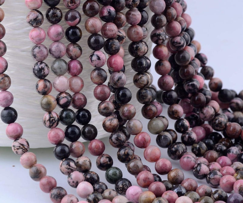 Cmidy Natural Stone Beads 100pcs 8mm Black Stripe Rhodonite Round Real Stone Beading Loose Gemstone Hole 1mm DIY Charm Beads for Bracelet Necklace Earrings Jewelry Making (Black Stripe Rhodochrosite, 8mm) - Image 5